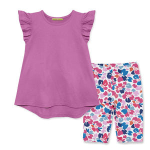 Violet Hi - Low Top & Block Floral Bike Shorts - Millieloveslily.com