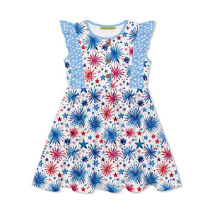 Watercolor Fireworks Button Ruffle - Sleeve Dress - Millieloveslily.com