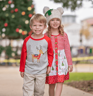 White & Red Christmas Tree Forest Long-Sleeve A-Line Dress - Millieloveslily.com
