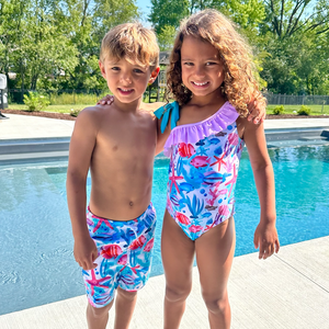White Water World Bow - Accent Asymmetrical One - Piece - Millieloveslily.com