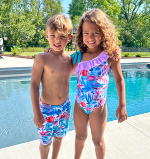 White Water World Bow - Accent Asymmetrical One - Piece - Millieloveslily.com