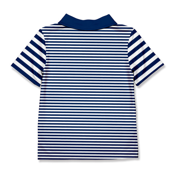 Millie & Maxx | Pumpkin Navy & White Stripe Short-Sleeve Polo Top