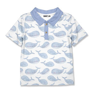 White & Periwinkle Whale Polo