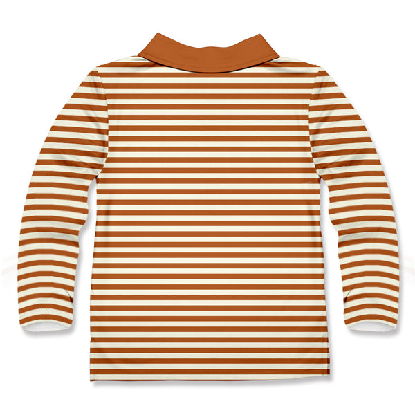 Millie & Maxx | Pumpkin Orange & Ecru Stripe Short-Sleeve Polo Top