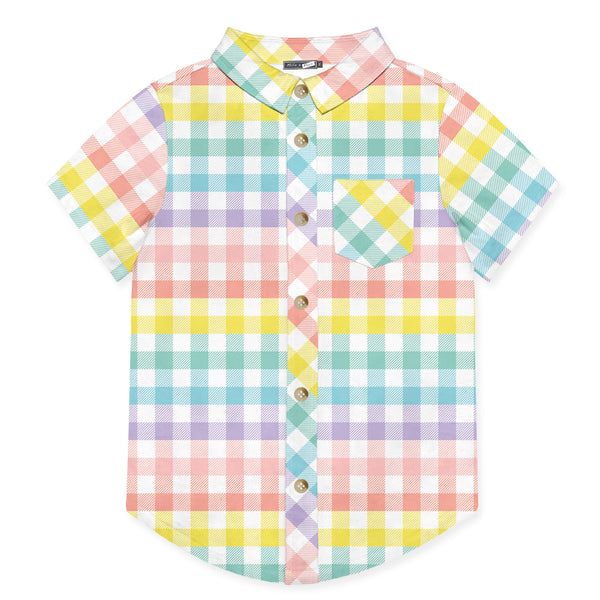 Mint Pastel Plaid Short-Sleeve Shirt