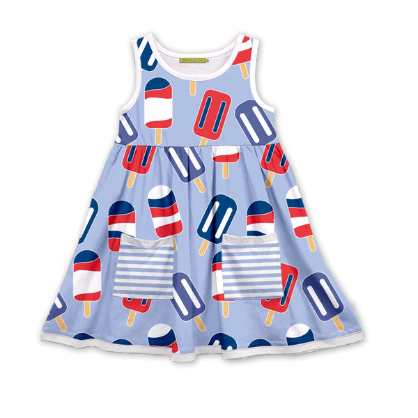 Periwinkle Popsicles Sleeveless Pocket A-Line Dress