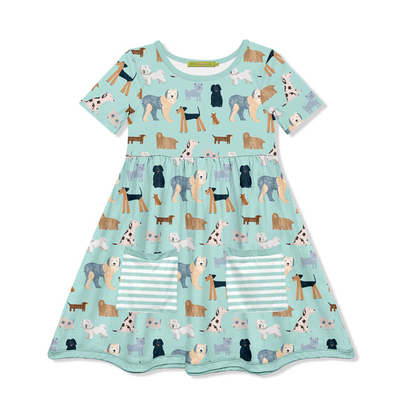 Mint Dogs Pocket A-Line Dress