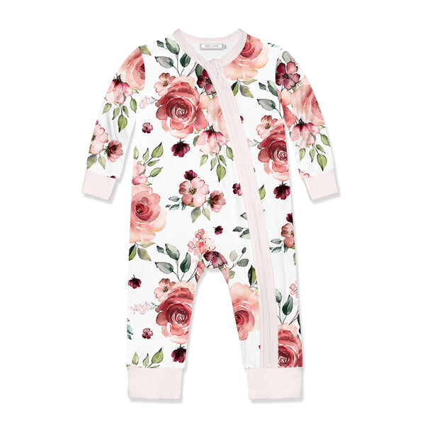 White & Pink Ruby Floral Zip-Up Playsuit