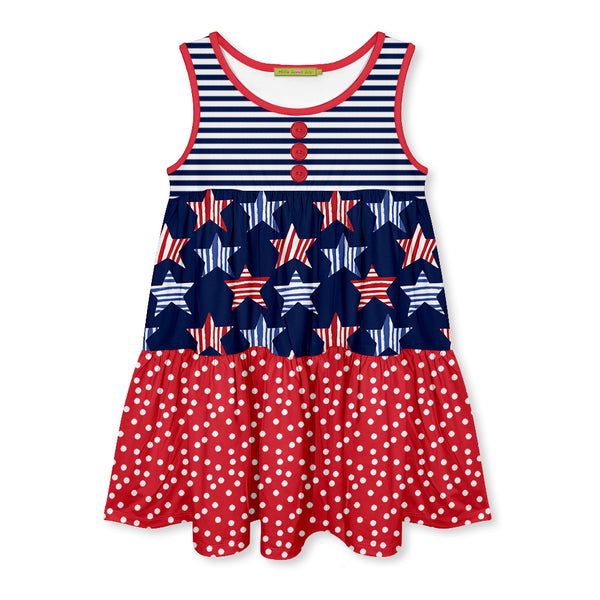 Navy U.S.A Stars Sleeveless 3 tier Dress