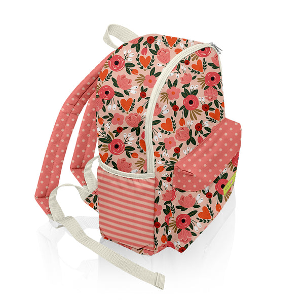 Coral & Pink Floral Backpack