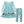 Aqua Penguin Skate Border Angel-Sleeve Dress & Leggings
