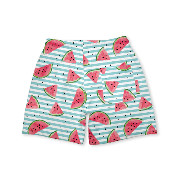 Mint & Pink Stripe Watermelon Swim Trunks