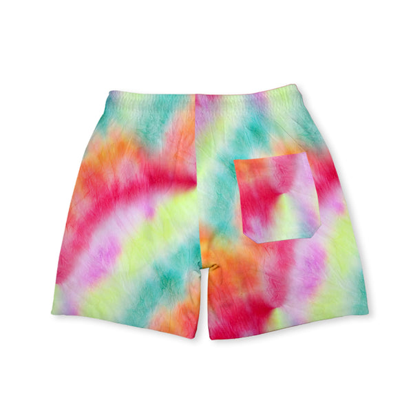 Lime and Pink Summer Tie-Dye Swim Trunks