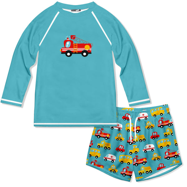 Turquoise Special Transport Long-Sleeve Rashguard Set