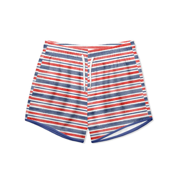 Red RWBStripe Swim Shorties