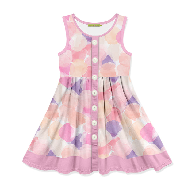Pink Paper-Mache Sleeveless Button Front Dress