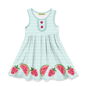 Mint Stripe Watermelon Strawberry Button-Front A-Line Dress