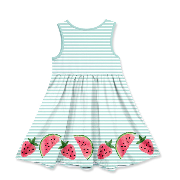 Mint Stripe Watermelon Strawberry Button-Front A-Line Dress