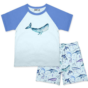 Ice Blue Crewneck Tee & Whale Pocket Shorts - Millieloveslily.com
