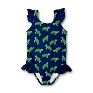 Navy Turtle Rock Ruffle - Accent One - Piece - Millieloveslily.com