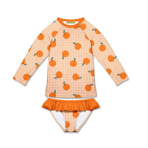 Orange Gingham Oranges Long - Sleeve Rashguard Set - Millieloveslily.com
