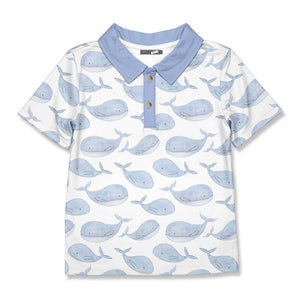 White & Periwinkle Whale Polo - Millieloveslily.com